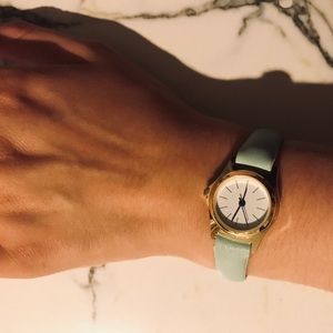 Mint leather watch